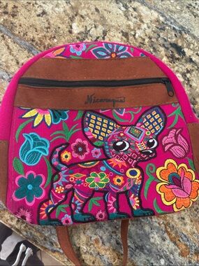 Magic Pink Embroidered Floral Animal Kids Backpack